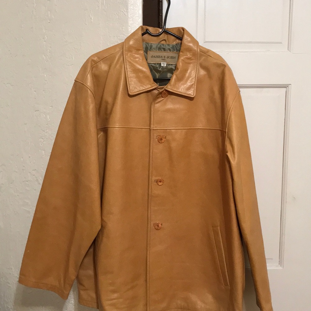 Men’s Yellow Leather Car Coat